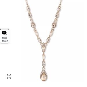 Givenchy Rose Gold Tone Sparkly Crystal Pear Teardrop Necklace